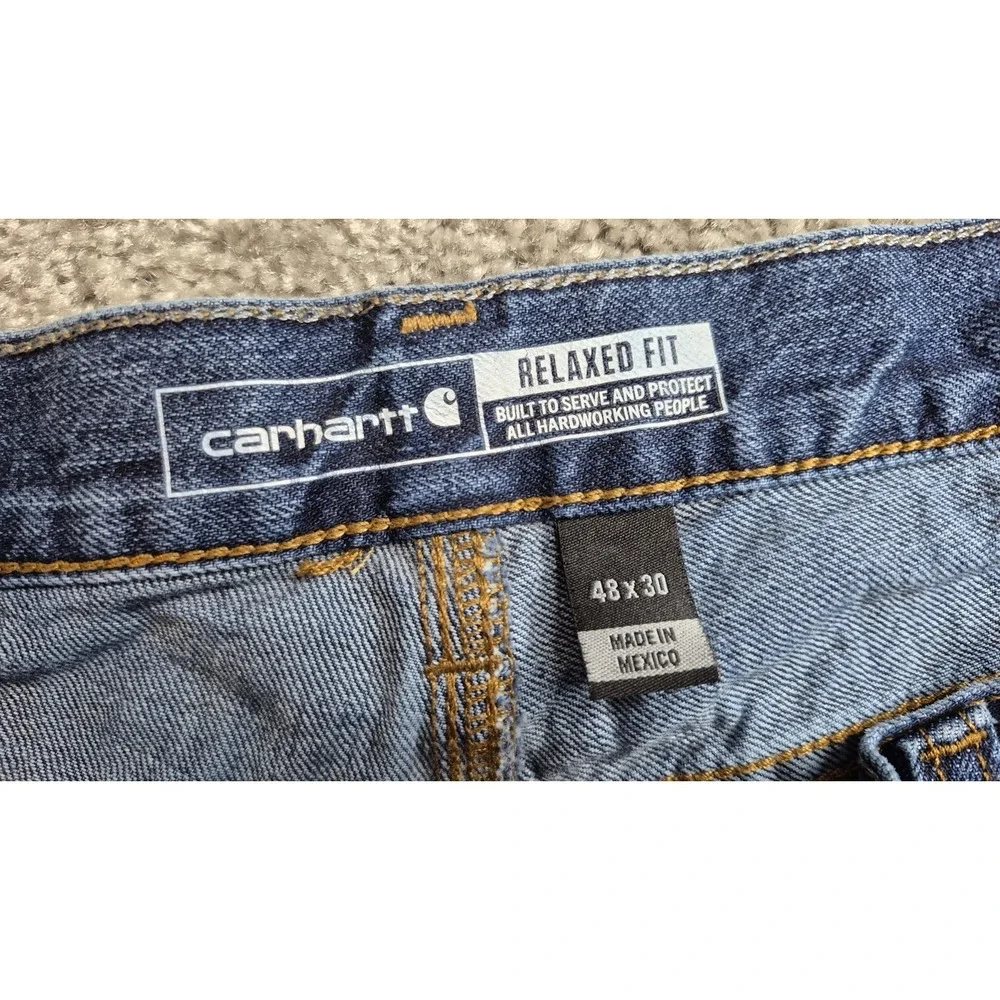 Carhartt‎ Relaxed Fit Blue Jeans Tag 48x30 Workwear Rugged